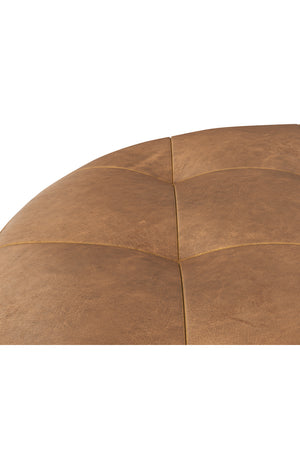   Modern European furniture - Brown Leather Round Ottoman - www.oroa.com | Oroa.com