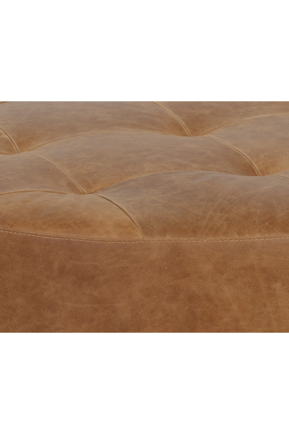   Modern European furniture - Brown Leather Round Ottoman - www.oroa.com | Oroa.com