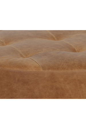   Modern European furniture - Brown Leather Round Ottoman - www.oroa.com | Oroa.com