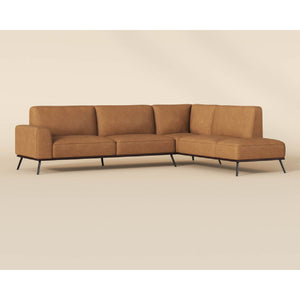   Modern European furniture - Brown Leather Chaise Sofa - www.oroa.com | Oroa.com