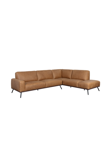   Modern European furniture - Brown Leather Chaise Sofa - www.oroa.com | Oroa.com