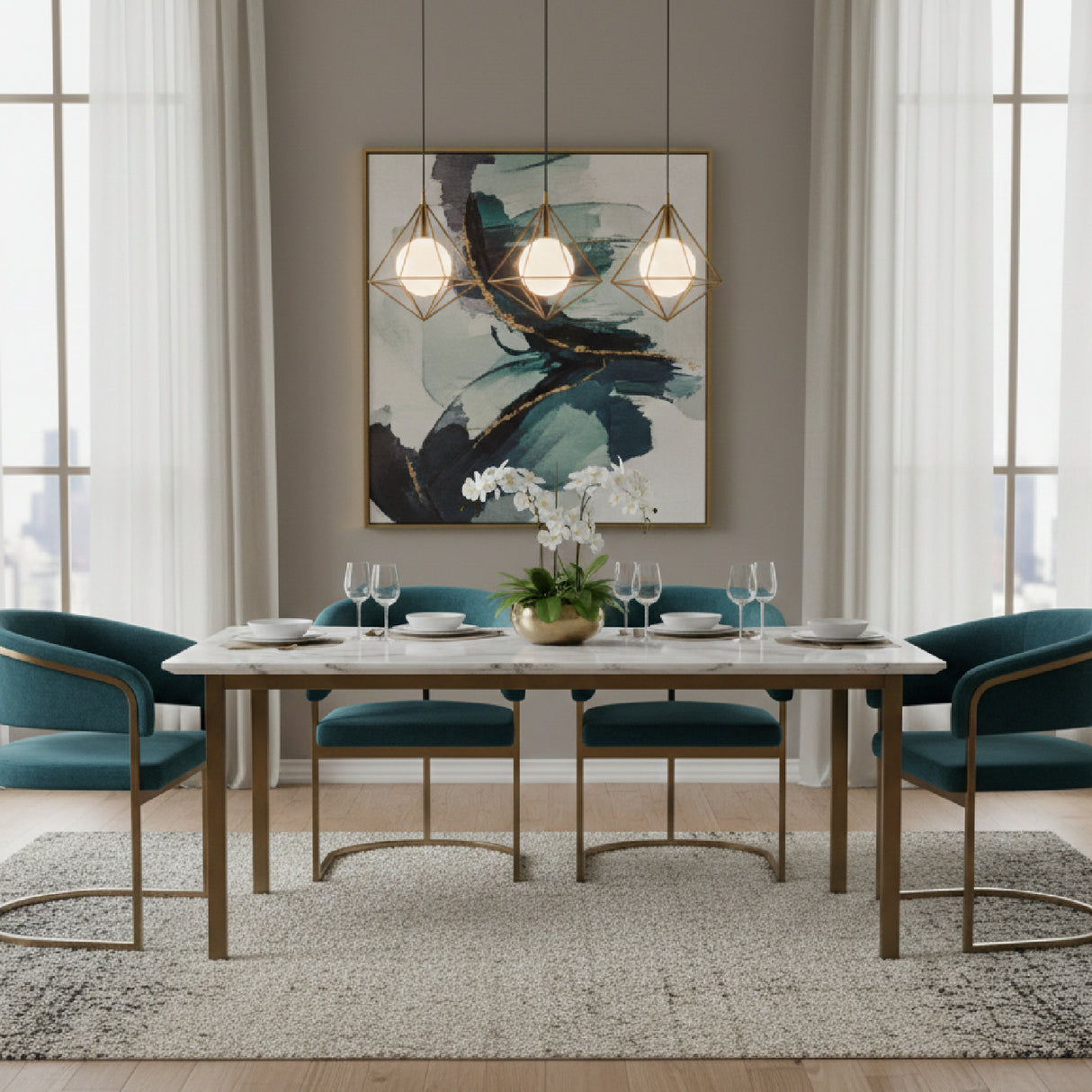   Modern European furniture - Teal Fabric Cantilevered Dining Chair - www.oroa.com | Oroa.com