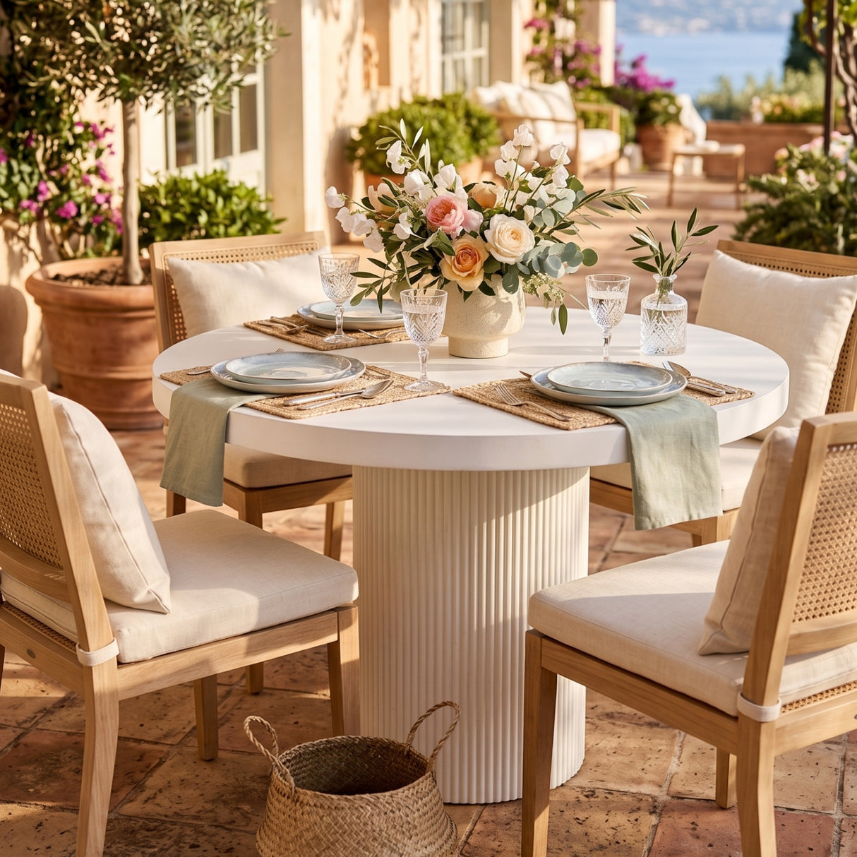   White Concrete Indoor/Outdoor Dining Table | Oroa.com