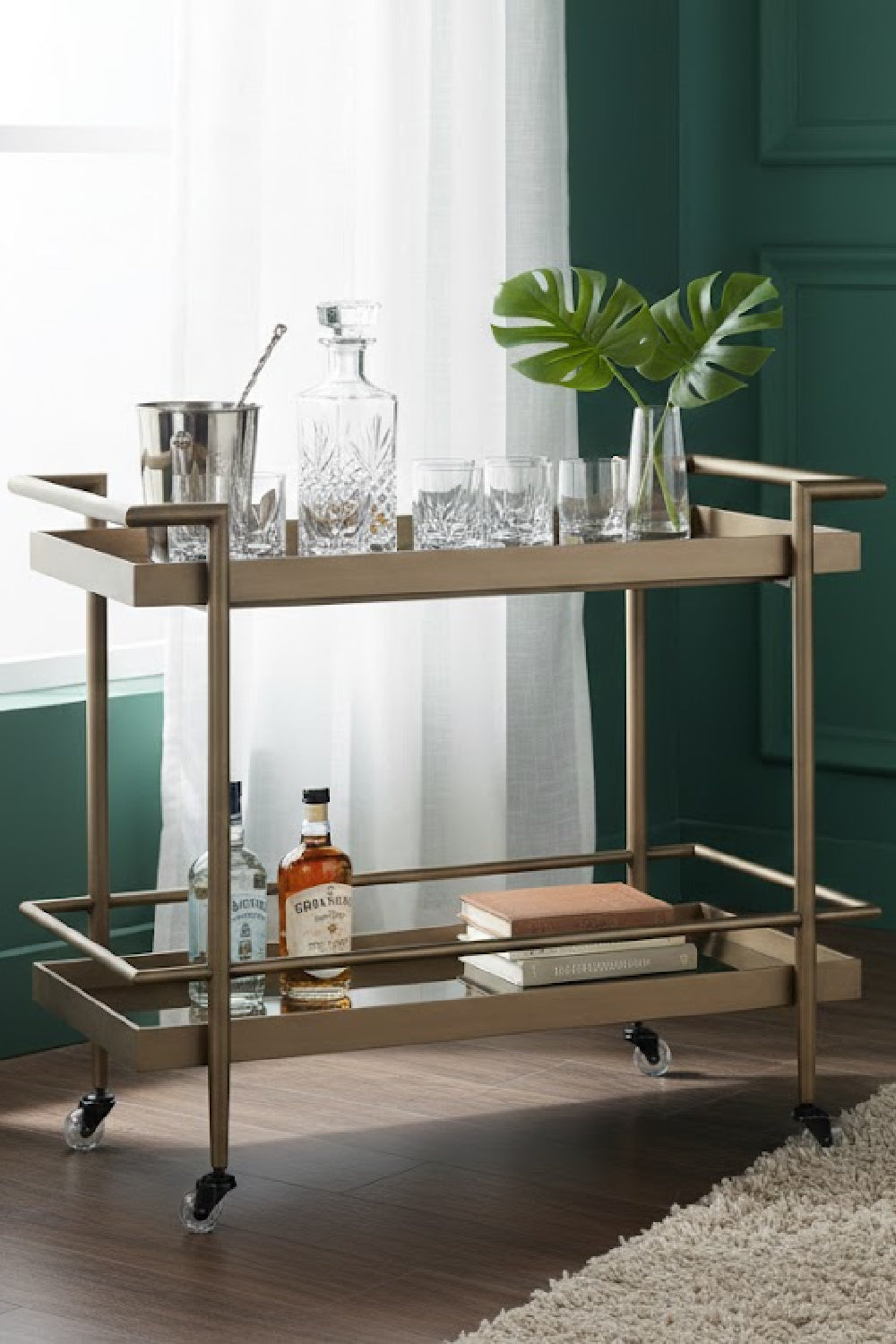   Modern European furniture - Black Glass Shelves Bar Cart - www.oroa.com | Oroa.com