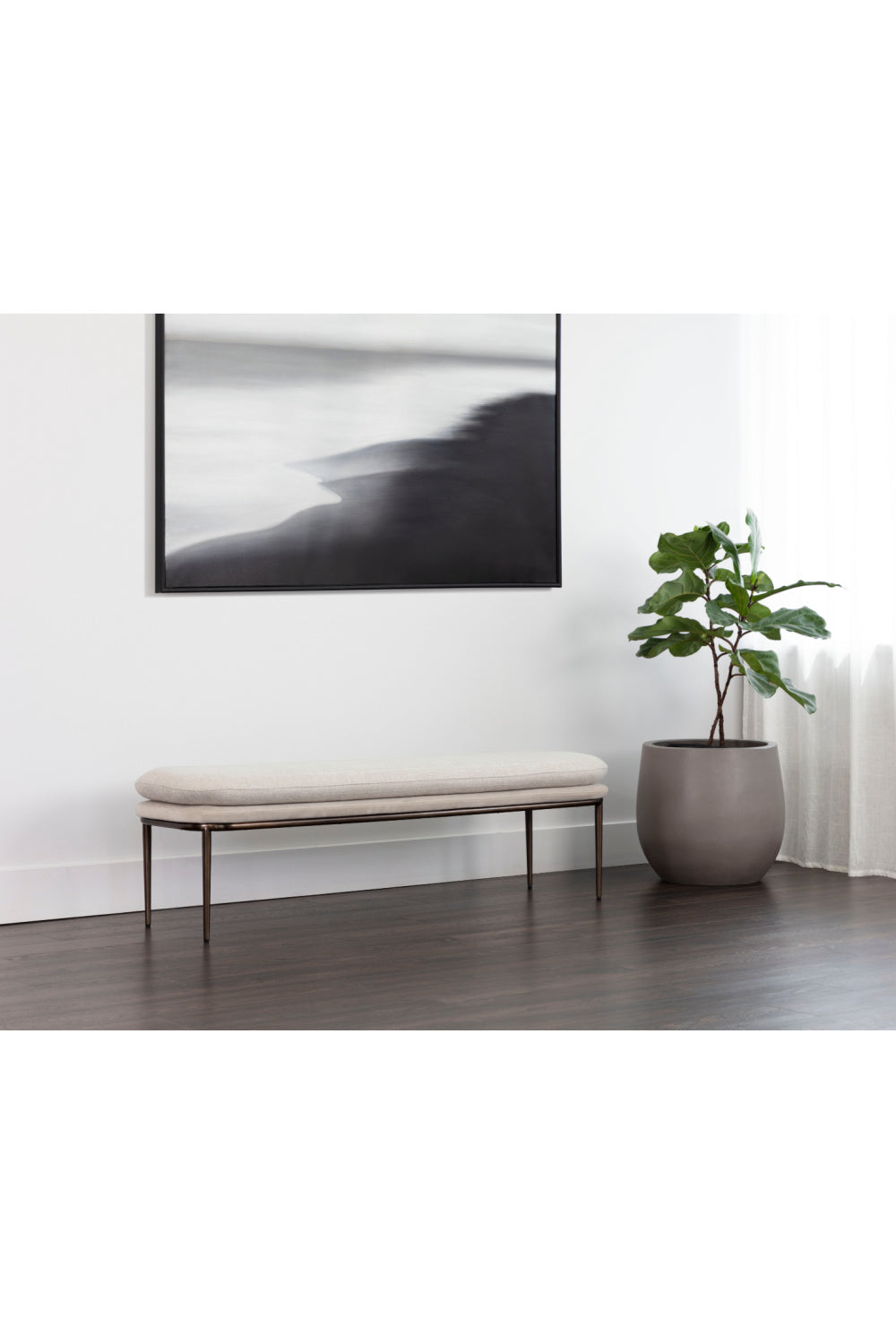   Modern European furniture - Cream Padded Bench - www.oroa.com | Oroa.com