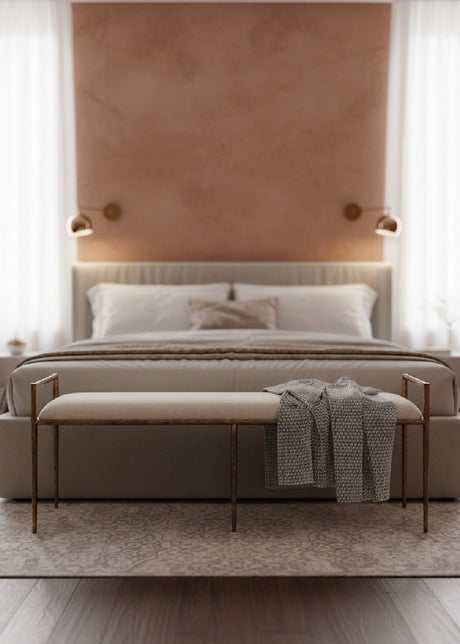   Modern European furniture - Gold Framed White Bench - www.oroa.com | Oroa.com