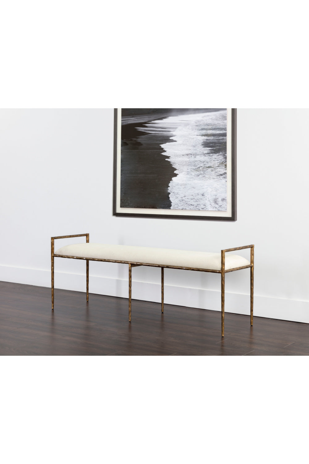   Modern European furniture - Gold Framed White Bench - www.oroa.com | Oroa.com