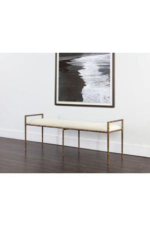   Modern European furniture - Gold Framed White Bench - www.oroa.com | Oroa.com