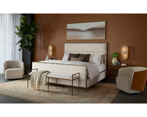   Modern European furniture - Gold Framed White Bench - www.oroa.com | Oroa.com