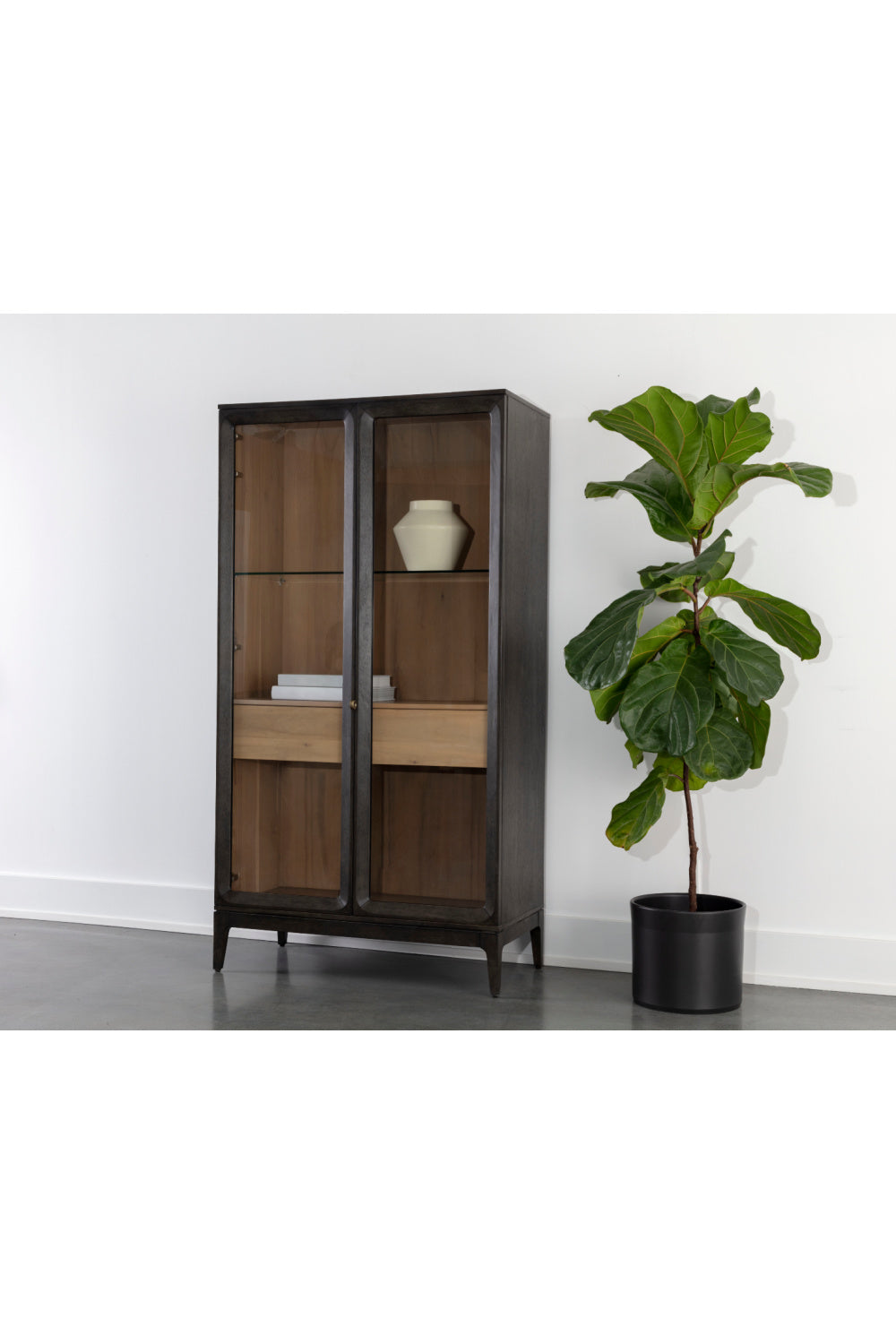  Modern European furniture - Brown Acacia 2-Door Display Cabinet - www.oroa.com | Oroa.com
