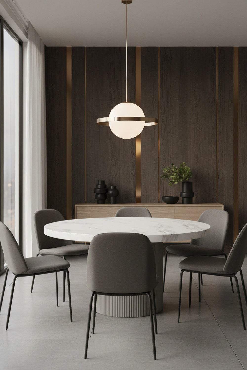   Modern European furniture - Round Marble-Look Indoor/Outdoor Dining Table - www.oroa.com | Oroa.com