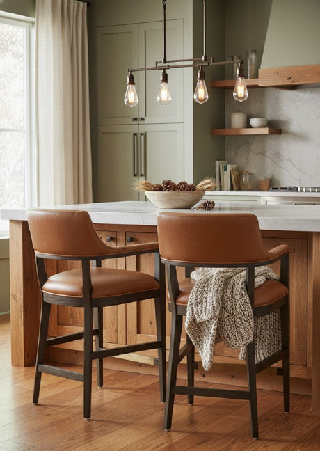   Modern European furniture - Brown Leather Counter Stool - www.oroa.com | Oroa.com