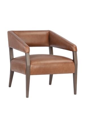   Modern European furniture - Brown Oak Leather Lounge Chair - www.oroa.com | Oroa.com