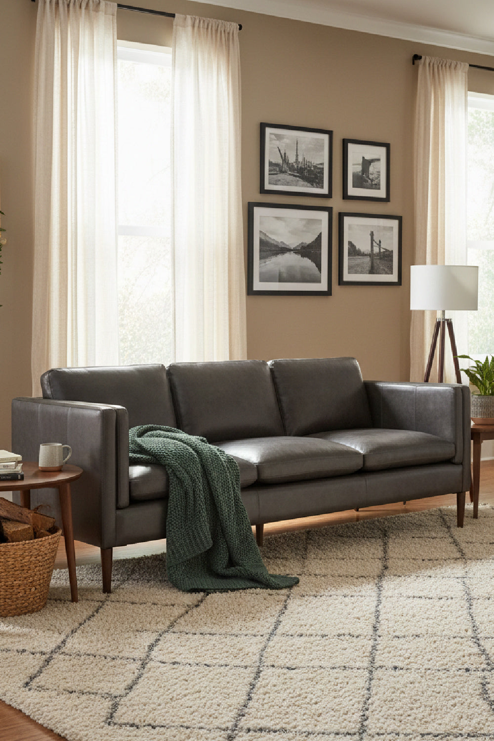   Modern European furniture - Black Leather Sofa - www.oroa.com | Oroa.com