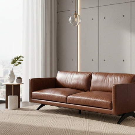   Modern European furniture - Oak‑Leg Leather Sofa - www.oroa.com | Oroa.com