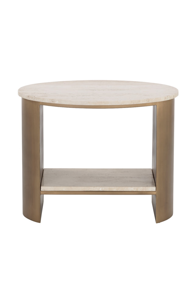 Modern European furniture - Oval Travertine Side Table - www.oroa.com