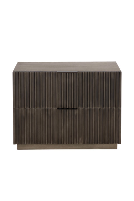   Modern European furniture - Taupe Fluted Wooden 2-Drawer Nightstand - www.oroa.com | Oroa.com