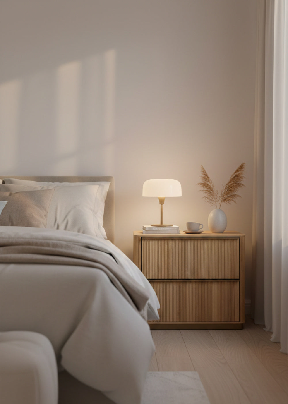   Modern European furniture - Reeded Oak 2-Drawer Nightstand - www.oroa.com | Oroa.com