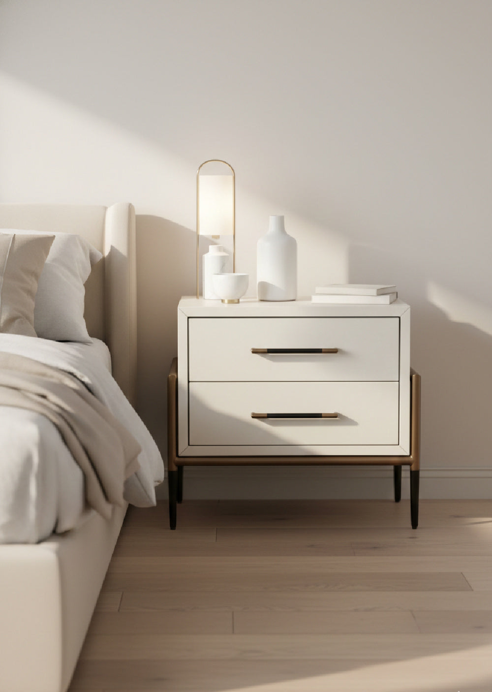   Modern European furniture - Acacia Veneer 2-Drawer Nightstand - www.oroa.com | Oroa.com
