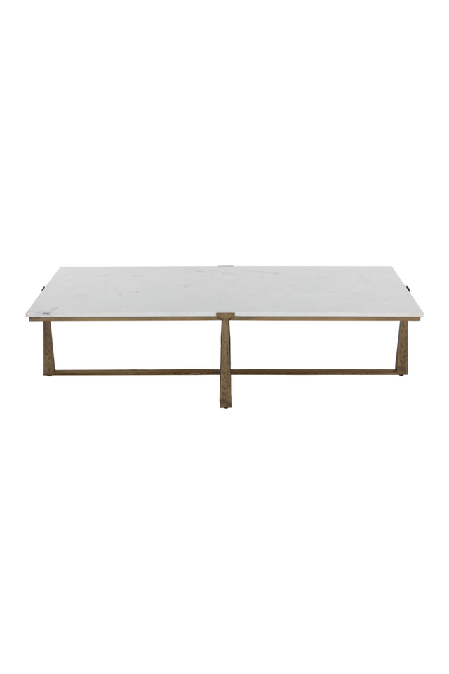 Modern European furniture - Rectangular White Marble Coffee Table - www.oroa.com