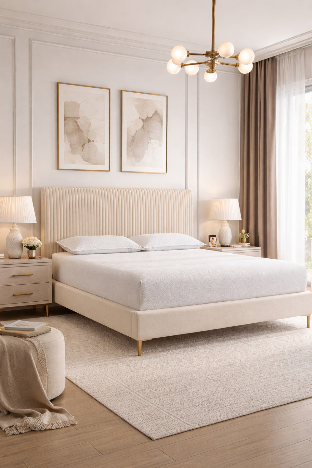   Modern European furniture - Vertical-Tufted Queen Bed - www.oroa.com | Oroa.com