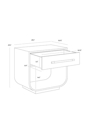   Modern European furniture - Modern Oak Curved Nightstand - www.oroa.com | Oroa.com