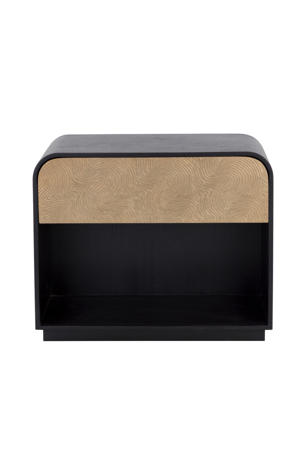   Modern European furniture - Champagne Gold Accented Black Nightstand - www.oroa.com | Oroa.com