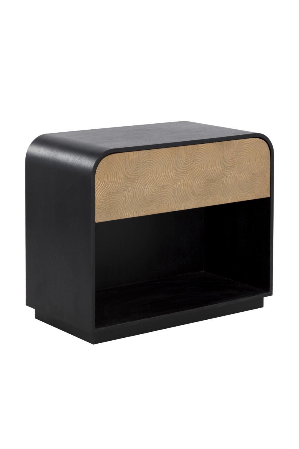   Modern European furniture - Champagne Gold Accented Black Nightstand - www.oroa.com | Oroa.com