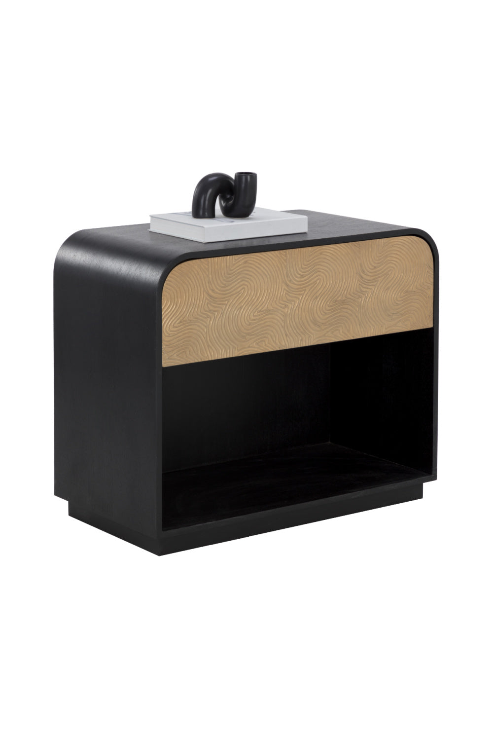   Modern European furniture - Champagne Gold Accented Black Nightstand - www.oroa.com | Oroa.com