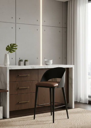   Modern European furniture - Brown Leather Seat Bar Stool - www.oroa.com | Oroa.com