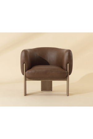   Modern European furniture - Brown Leather Curved Lounge Chair - www.oroa.com | Oroa.com