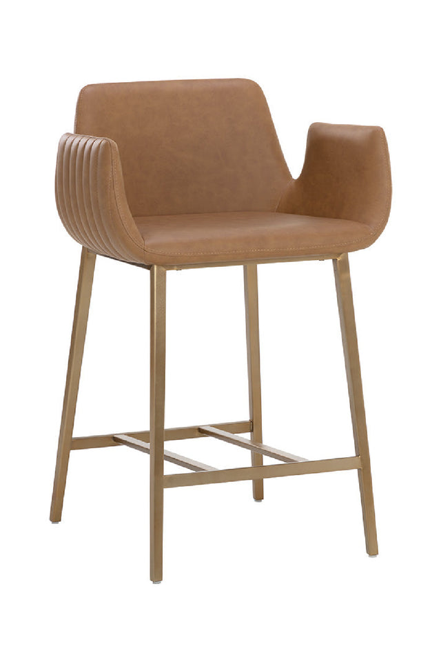 Modern European furniture - Leather-Look Channeled Arm Counter Stool - www.oroa.com