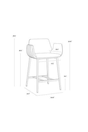   Modern European furniture - Leather-Look Channeled Arm Counter Stool - www.oroa.com | Oroa.com