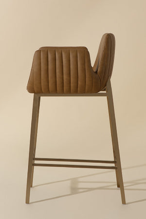   Modern European furniture - Leather-Look Channeled Arm Counter Stool - www.oroa.com | Oroa.com