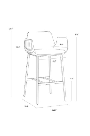   Modern European furniture - Leather-Look Channeled Arm Bar Stool - www.oroa.com | Oroa.com