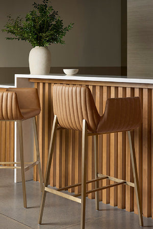   Modern European furniture - Leather-Look Channeled Arm Bar Stool - www.oroa.com | Oroa.com