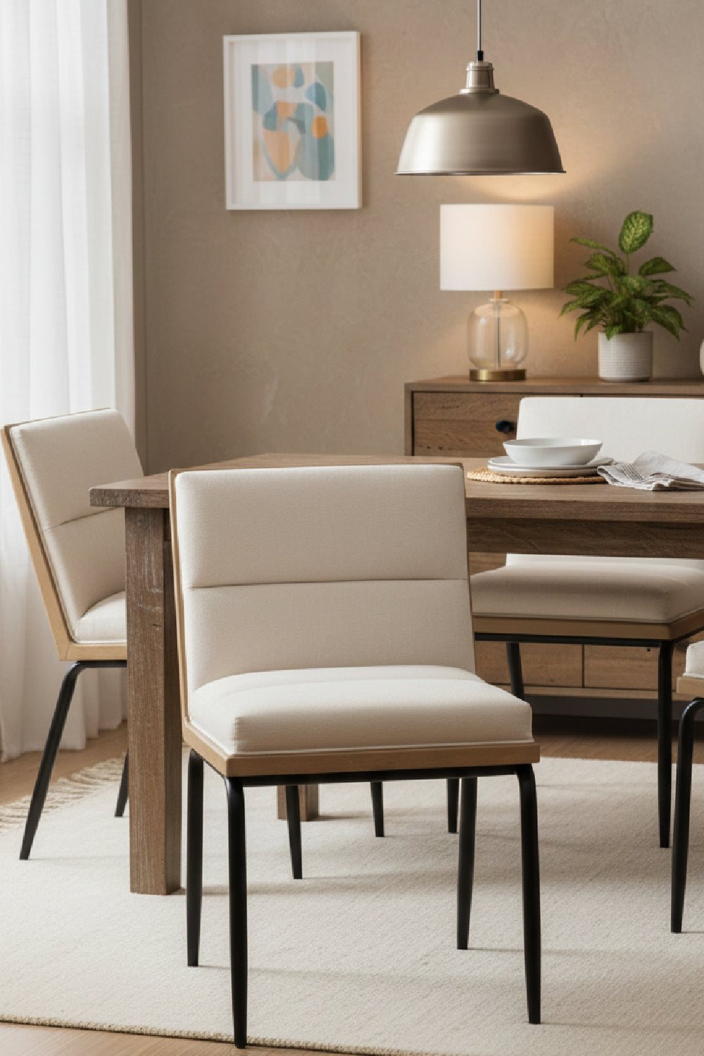   Modern European furniture - Channeled White Muslin Dining Chairs (2) - www.oroa.com | Oroa.com