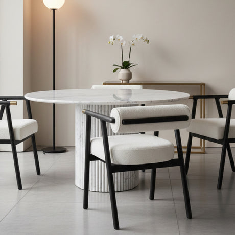   Modern European furniture - White Boucle Dining Armchair - www.oroa.com | Oroa.com