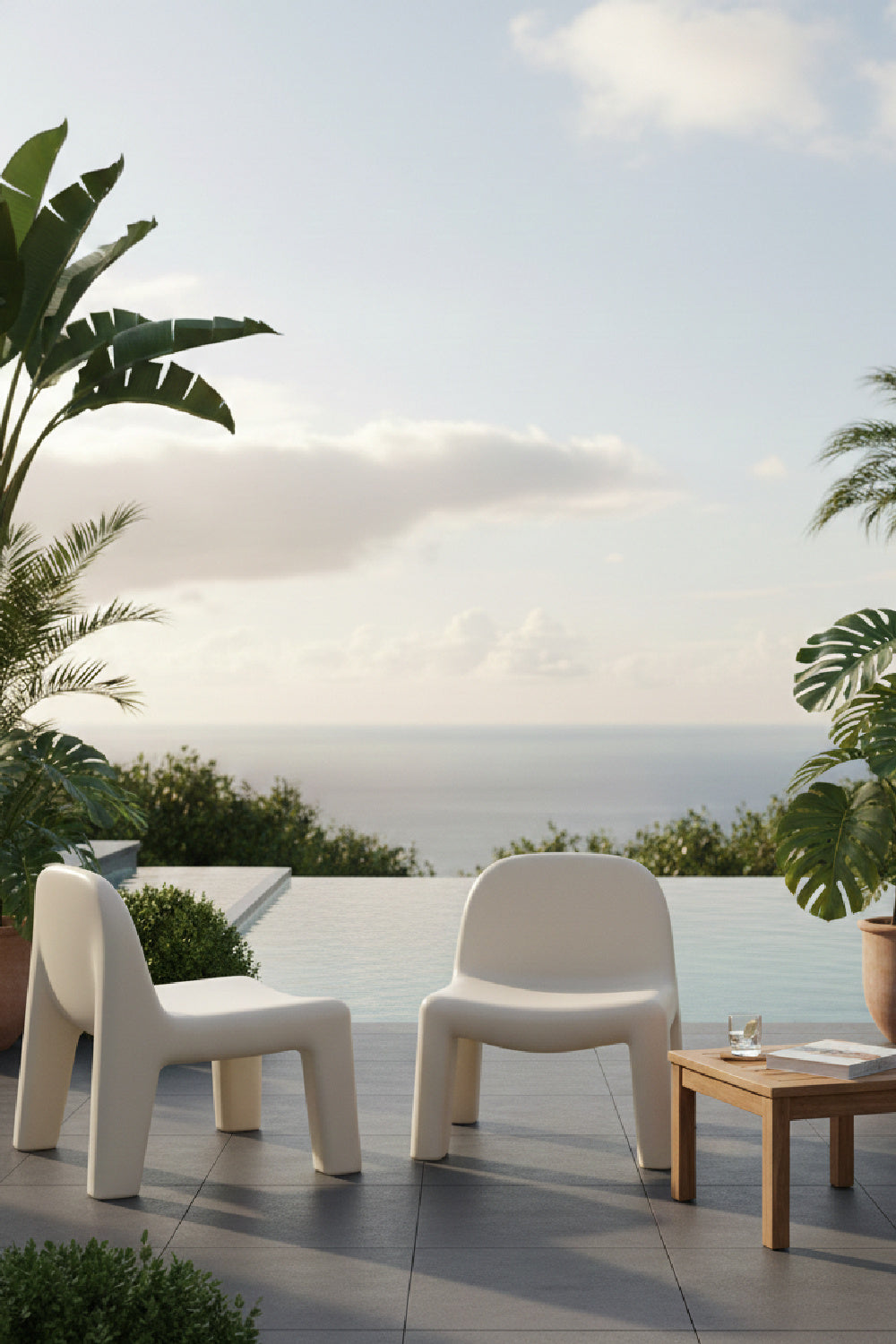   Modern European furniture - Cream Concrete Indoor/Outdoor Lounge Chair - www.oroa.com | Oroa.com