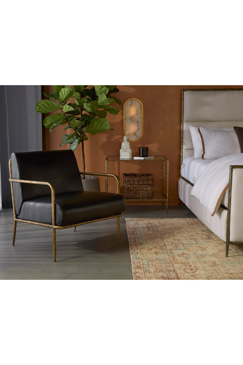   Modern European furniture - Hammered Brass Leather Lounge Chair - www.oroa.com | Oroa.com