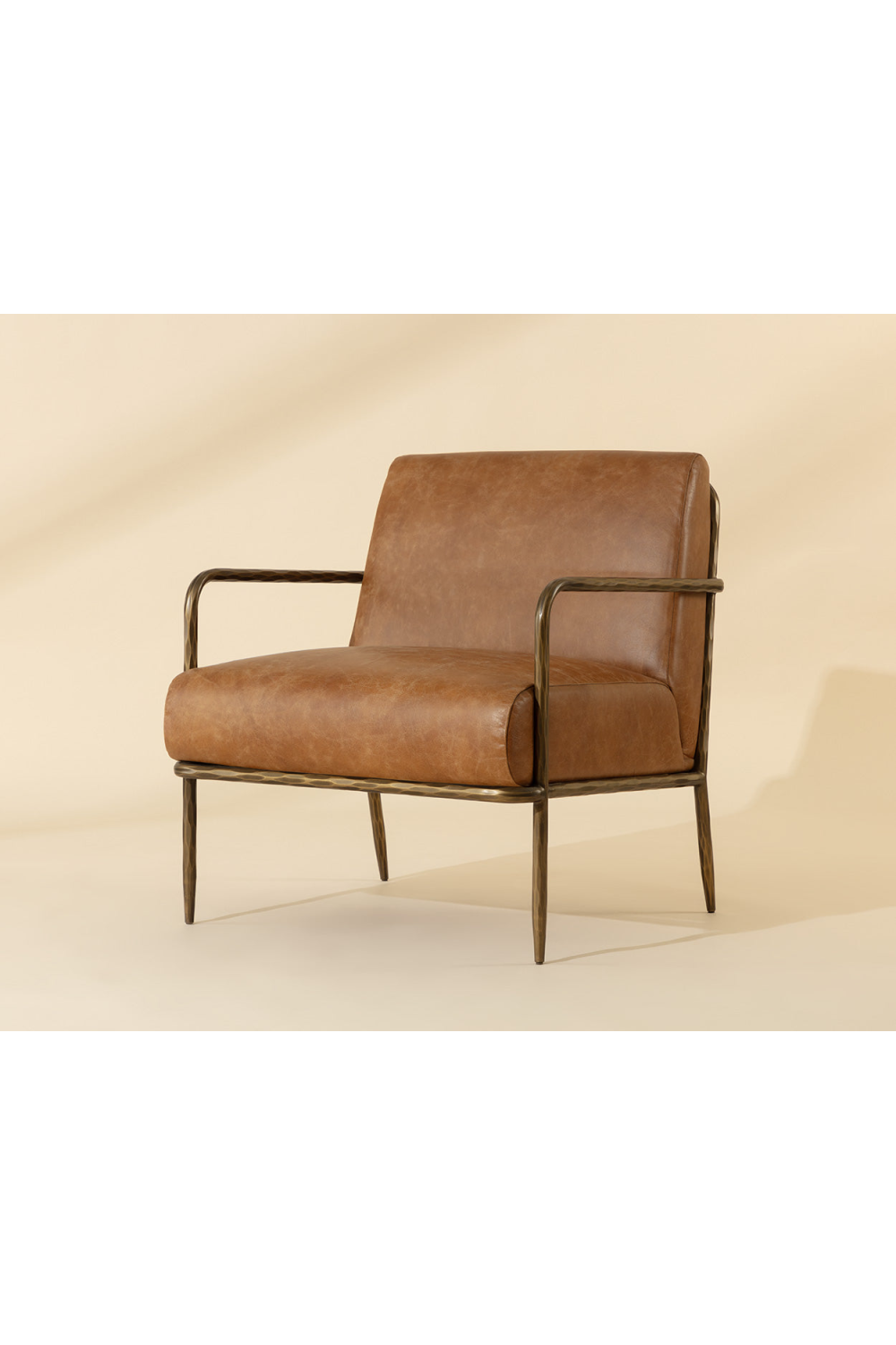   Modern European furniture - Hammered Brass Leather Lounge Chair - www.oroa.com | Oroa.com