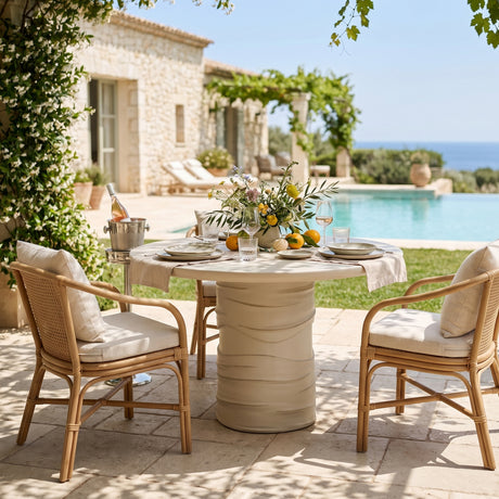   Cream Round Indoor/Outdoor Dining Table | Oroa.com