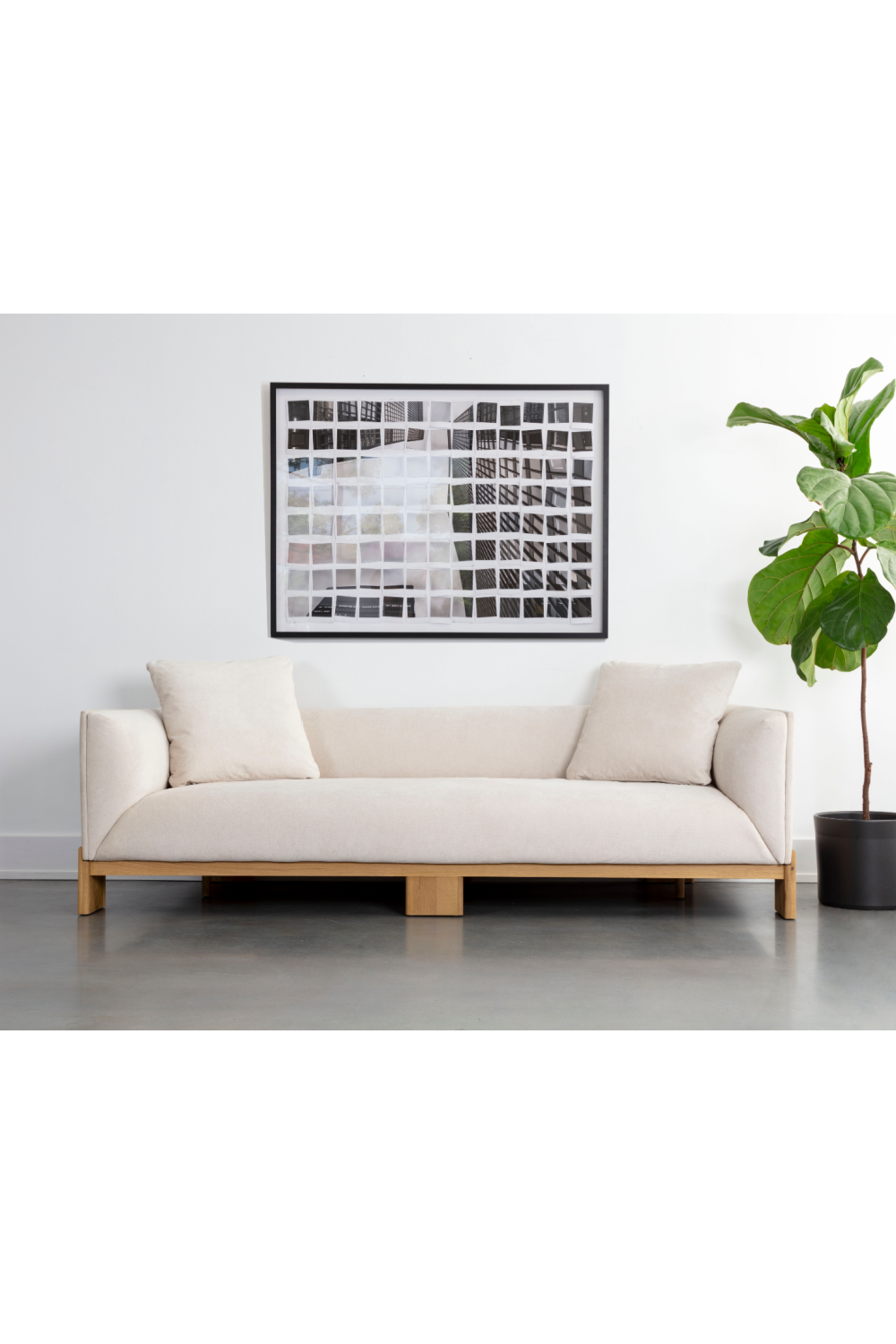   Modern European furniture - Oak Base White Upholstered Sofa - www.oroa.com | Oroa.com