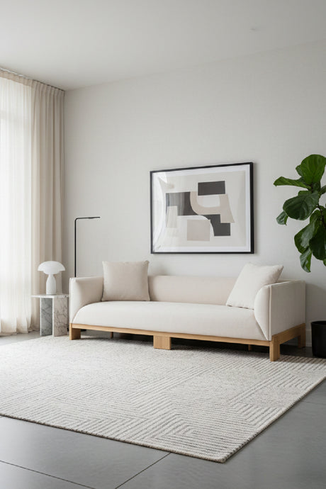   Modern European furniture - Oak Base White Upholstered Sofa - www.oroa.com | Oroa.com