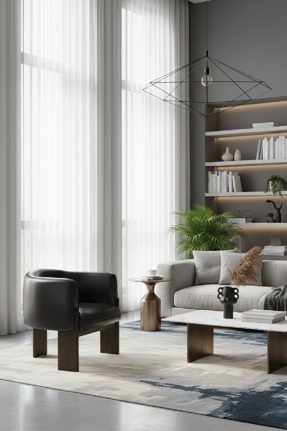   Modern European furniture - Black Leather Curved Lounge Chair - www.oroa.com | Oroa.com