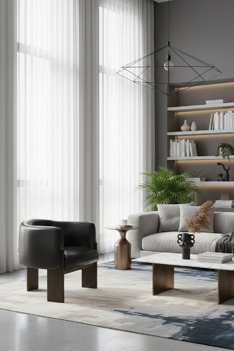   Modern European furniture - Black Leather Curved Lounge Chair - www.oroa.com | Oroa.com