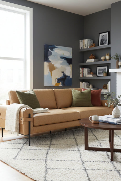   Modern European furniture - Brown Leather Strapped Sofa - www.oroa.com | Oroa.com