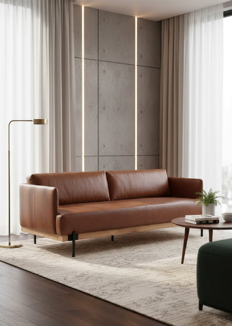   Modern European furniture - Oak Wood Frame Leather Sofa - www.oroa.com | Oroa.com