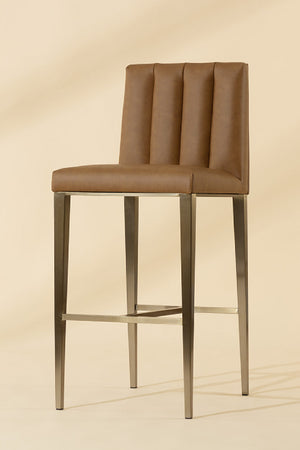   Modern European furniture - Vertical-Channeled Leather-Look Bar Stool - www.oroa.com | Oroa.com