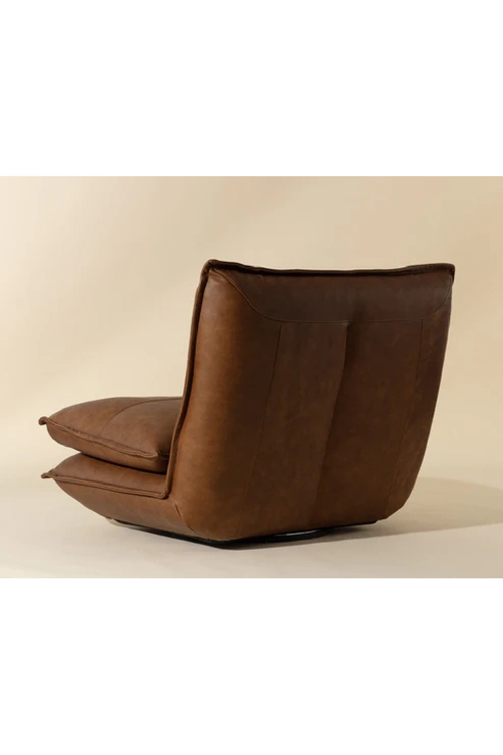   Modern European furniture - Brown Leather Swivel Armless Chair - www.oroa.com | Oroa.com